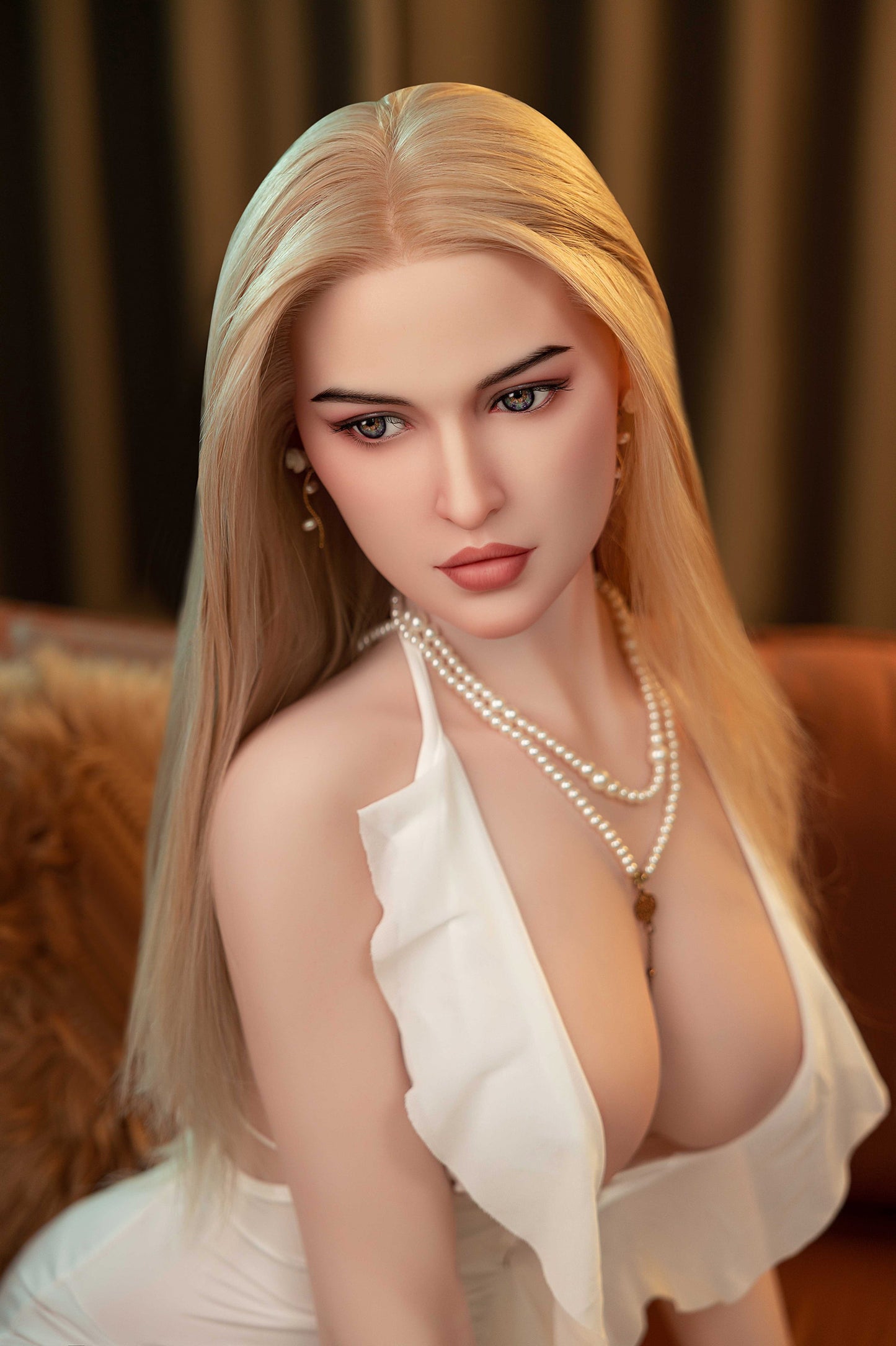 Silicone sex doll with blonde hair and big eyes, lifelike #46
